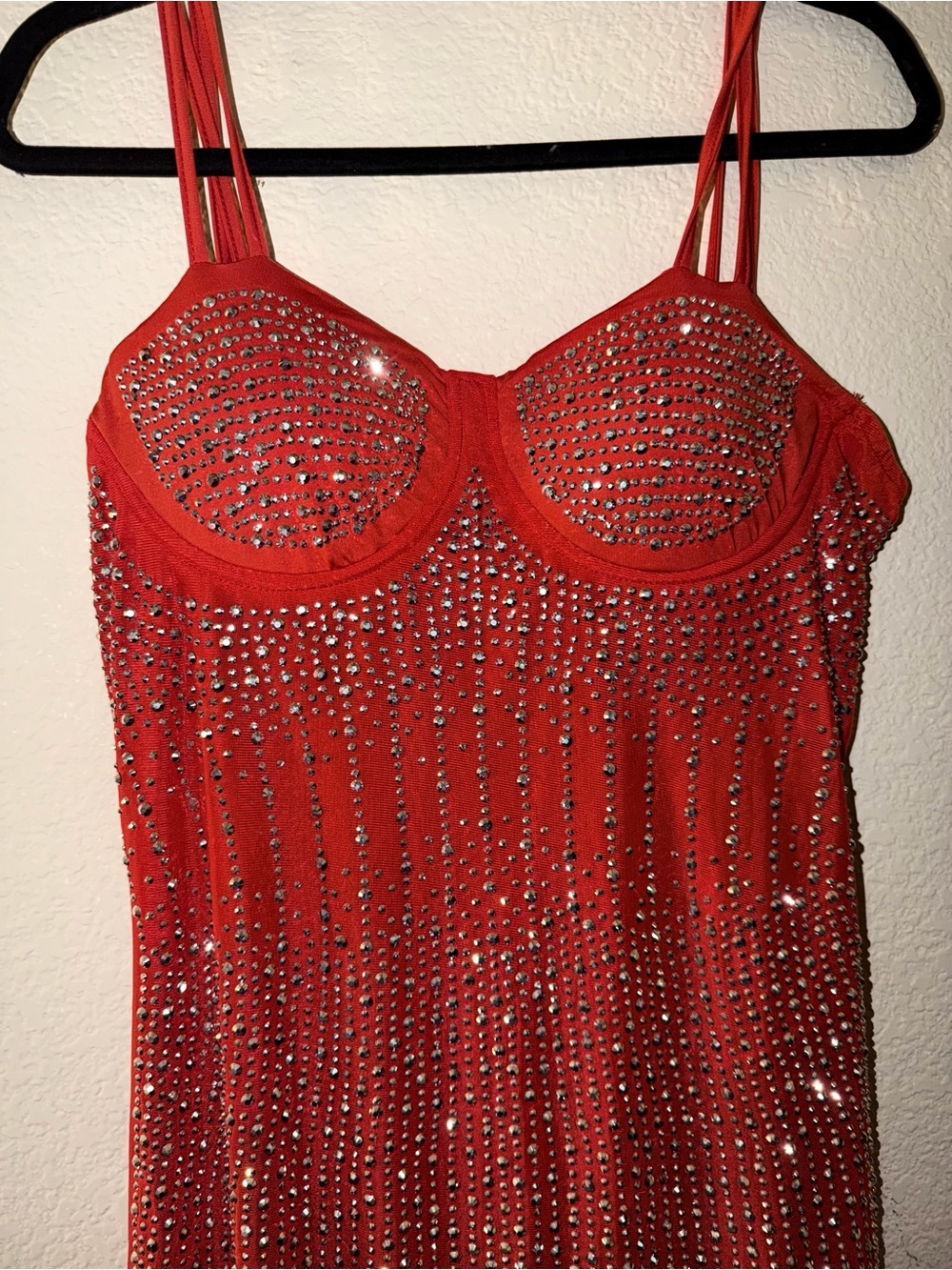 Red Rhinestone Bustier Tank Top dress